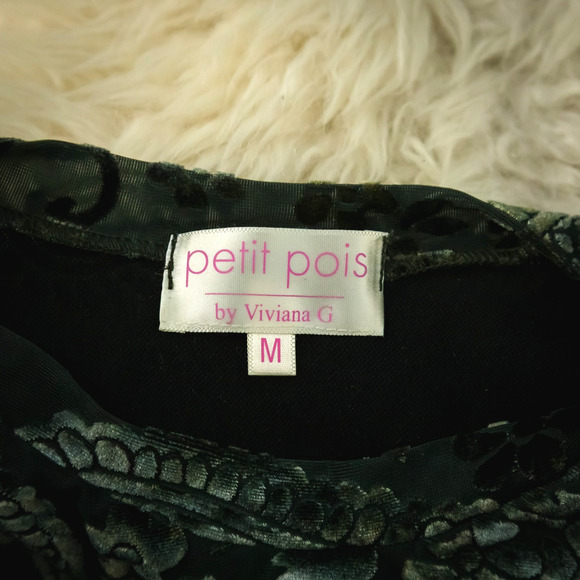 Petit Pois by Viviana G Size Medium M Velvet Burn Out Paisley Floral Print Top - Picture 4 of 7
